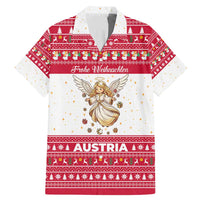 Austria Christmas Family Matching Mermaid Dress and Hawaiian Shirt with Frohe Weihnachten Angel Design and Red White Holiday - Wonder Print Shop