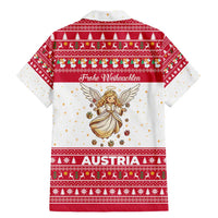 Austria Christmas Family Matching Mermaid Dress and Hawaiian Shirt with Frohe Weihnachten Angel Design and Red White Holiday - Wonder Print Shop