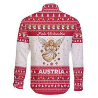 Austria Christmas Family Matching Off The Shoulder Long Sleeve Dress and Hawaiian Shirt with Frohe Weihnachten Angel Design and Red White Holiday - Wonder Print Shop
