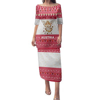 Austria Christmas Family Matching Puletasi and Hawaiian Shirt with Frohe Weihnachten Angel Design and Red White Holiday - Wonder Print Shop