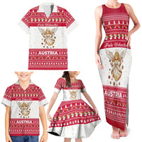 Austria Christmas Family Matching Tank Maxi Dress and Hawaiian Shirt with Frohe Weihnachten Angel Design and Red White Holiday - Wonder Print Shop