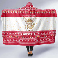 Austria Christmas Hooded Blanket with Frohe Weihnachten Angel Design and Red White Holiday - Wonder Print Shop