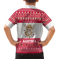 Austria Christmas Kid Hawaiian Shirt with Frohe Weihnachten Angel Design and Red White Holiday - Wonder Print Shop