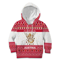 Austria Christmas Kid Hoodie with Frohe Weihnachten Angel Design and Red White Holiday - Wonder Print Shop
