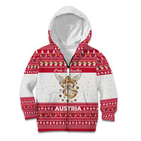 Austria Christmas Kid Hoodie with Frohe Weihnachten Angel Design and Red White Holiday - Wonder Print Shop