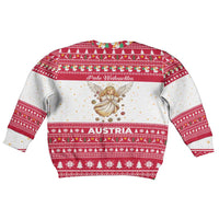 Austria Christmas Kid Ugly Christmas Sweater with Frohe Weihnachten Angel Design and Red White Holiday - Wonder Print Shop