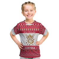 Austria Christmas Kid T Shirt with Frohe Weihnachten Angel Design and Red White Holiday - Wonder Print Shop