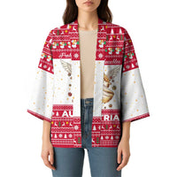 Austria Christmas Kimono with Frohe Weihnachten Angel Design and Red White Holiday - Wonder Print Shop