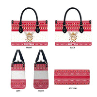 Austria Christmas Leather Bag with Frohe Weihnachten Angel Design and Red White Holiday - Wonder Print Shop