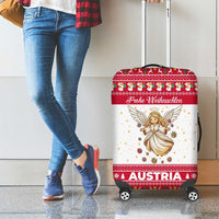 Austria Christmas Luggage Cover with Frohe Weihnachten Angel Design and Red White Holiday - Wonder Print Shop