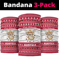Austria Christmas Neck Gaiter with Frohe Weihnachten Angel Design and Red White Holiday - Wonder Print Shop