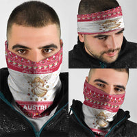 Austria Christmas Neck Gaiter with Frohe Weihnachten Angel Design and Red White Holiday - Wonder Print Shop
