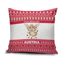 Austria Christmas Pillow Cover with Frohe Weihnachten Angel Design and Red White Holiday - Wonder Print Shop