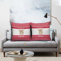 Austria Christmas Pillow Cover with Frohe Weihnachten Angel Design and Red White Holiday - Wonder Print Shop
