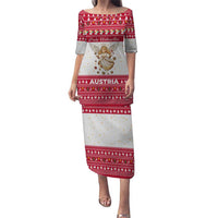 Austria Christmas Puletasi with Frohe Weihnachten Angel Design and Red White Holiday - Wonder Print Shop