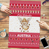 Austria Christmas Puzzle with Frohe Weihnachten Angel Design and Red White Holiday - Wonder Print Shop