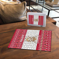 Austria Christmas Puzzle with Frohe Weihnachten Angel Design and Red White Holiday - Wonder Print Shop