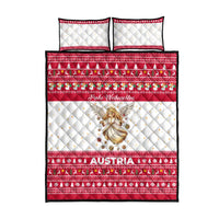 Austria Christmas Quilt Bed Set with Frohe Weihnachten Angel Design and Red White Holiday - Wonder Print Shop