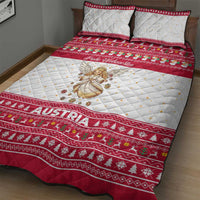 Austria Christmas Quilt Bed Set with Frohe Weihnachten Angel Design and Red White Holiday - Wonder Print Shop