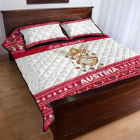 Austria Christmas Quilt Bed Set with Frohe Weihnachten Angel Design and Red White Holiday - Wonder Print Shop