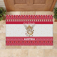 Austria Christmas Rubber Doormat with Frohe Weihnachten Angel Design and Red White Holiday - Wonder Print Shop