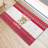 Austria Christmas Rubber Doormat with Frohe Weihnachten Angel Design and Red White Holiday - Wonder Print Shop