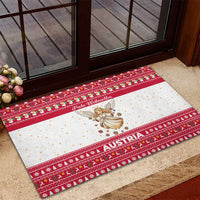 Austria Christmas Rubber Doormat with Frohe Weihnachten Angel Design and Red White Holiday - Wonder Print Shop