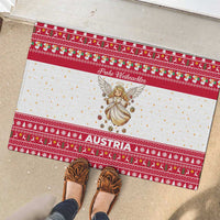 Austria Christmas Rubber Doormat with Frohe Weihnachten Angel Design and Red White Holiday - Wonder Print Shop