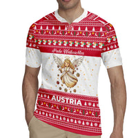 Austria Christmas Rugby Jersey with Frohe Weihnachten Angel Design and Red White Holiday - Wonder Print Shop