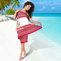 Austria Christmas Sarong with Frohe Weihnachten Angel Design and Red White Holiday - Wonder Print Shop