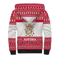 Austria Christmas Sherpa Hoodie with Frohe Weihnachten Angel Design and Red White Holiday - Wonder Print Shop