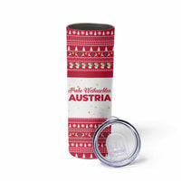 Austria Christmas Skinny Tumbler with Frohe Weihnachten Angel Design and Red White Holiday - Wonder Print Shop