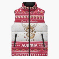 Austria Christmas Sleeveless Puffer Jacket with Frohe Weihnachten Angel Design and Red White Holiday - Wonder Print Shop