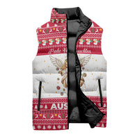 Austria Christmas Sleeveless Puffer Jacket with Frohe Weihnachten Angel Design and Red White Holiday - Wonder Print Shop
