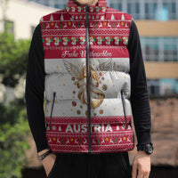 Austria Christmas Sleeveless Puffer Jacket with Frohe Weihnachten Angel Design and Red White Holiday - Wonder Print Shop
