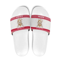 Austria Christmas Slide Sandals with Frohe Weihnachten Angel Design and Red White Holiday - Wonder Print Shop