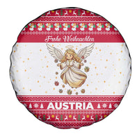Austria Christmas Spare Tire Cover with Frohe Weihnachten Angel Design and Red White Holiday - Wonder Print Shop