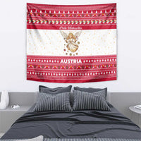 Austria Christmas Tapestry with Frohe Weihnachten Angel Design and Red White Holiday - Wonder Print Shop