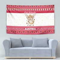 Austria Christmas Tapestry with Frohe Weihnachten Angel Design and Red White Holiday - Wonder Print Shop