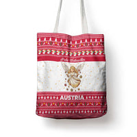 Austria Christmas Tote Bag with Frohe Weihnachten Angel Design and Red White Holiday - Wonder Print Shop