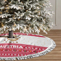 Austria Christmas Tree Skirt with Frohe Weihnachten Angel Design and Red White Holiday - Wonder Print Shop