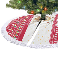 Austria Christmas Tree Skirt with Frohe Weihnachten Angel Design and Red White Holiday - Wonder Print Shop