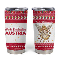 Austria Christmas Tumbler Cup with Frohe Weihnachten Angel Design and Red White Holiday - Wonder Print Shop