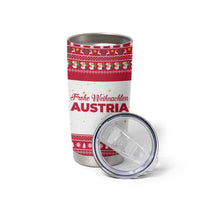Austria Christmas Tumbler Cup with Frohe Weihnachten Angel Design and Red White Holiday - Wonder Print Shop