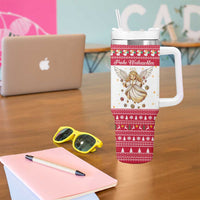 Austria Christmas Tumbler With Handle with Frohe Weihnachten Angel Design and Red White Holiday - Wonder Print Shop