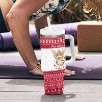 Austria Christmas Tumbler With Handle with Frohe Weihnachten Angel Design and Red White Holiday - Wonder Print Shop