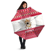 Austria Christmas Umbrella with Frohe Weihnachten Angel Design and Red White Holiday - Wonder Print Shop