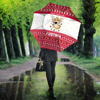 Austria Christmas Umbrella with Frohe Weihnachten Angel Design and Red White Holiday - Wonder Print Shop