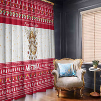 Austria Christmas Window Curtain with Frohe Weihnachten Angel Design and Red White Holiday - Wonder Print Shop