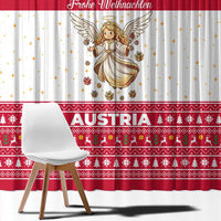 Austria Christmas Window Curtain with Frohe Weihnachten Angel Design and Red White Holiday - Wonder Print Shop